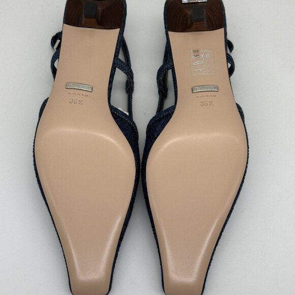 Gucci Crystal GG Monogram Demi Slingback Pumps Kitten Heels Sandals Shoes - Picture 15 of 16